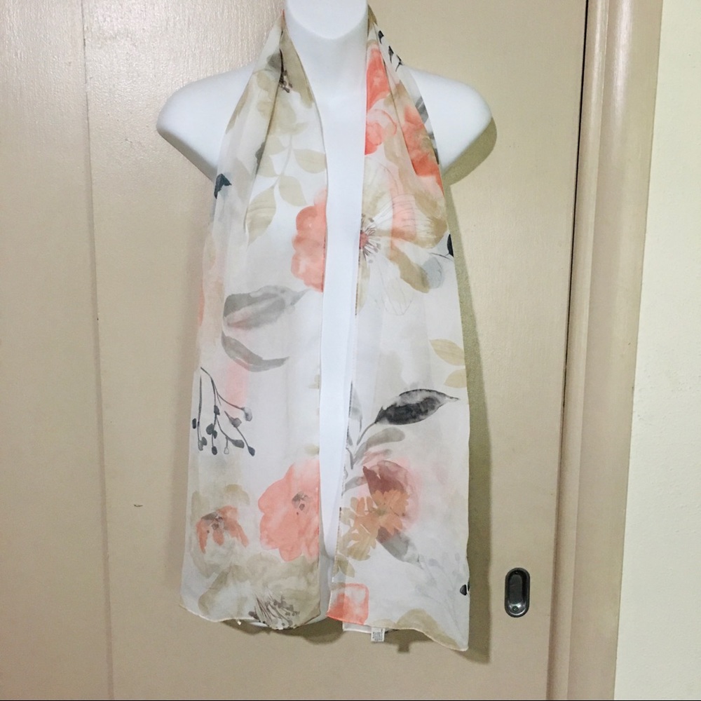 Sheer Floral Scarf